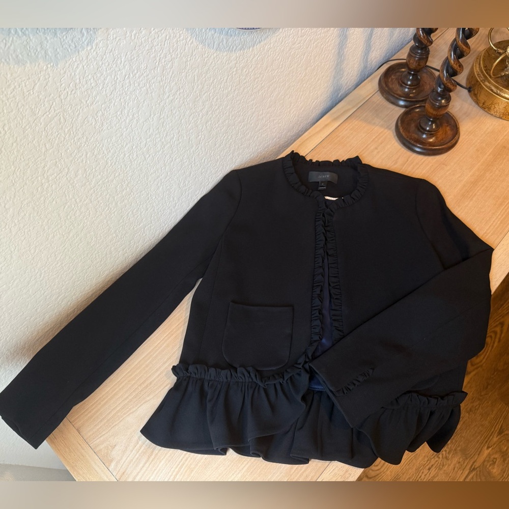 J.Crew Women’s Black Ruffle Tailored Jacket